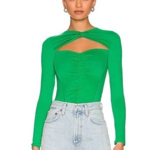 SUPERDOWN Green Long Sleeve Cut-Out Corset Top sz M $NWT $98
